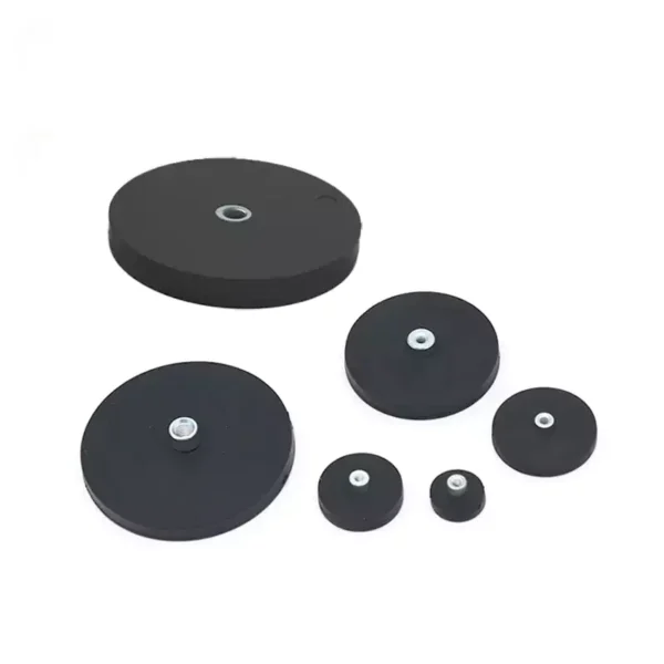 Female threaded hole rubber coated neodymium magnet