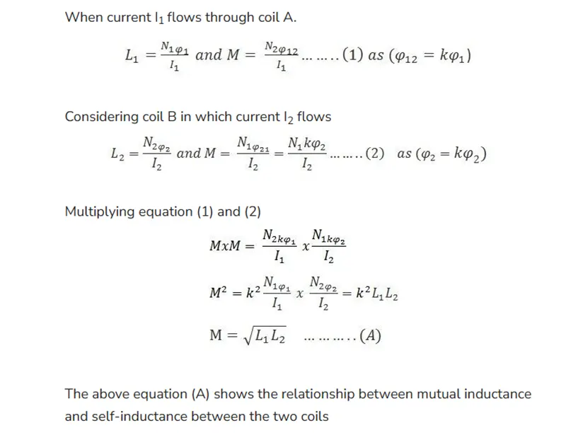 Magnetic coupling coefficient coil relationship formula