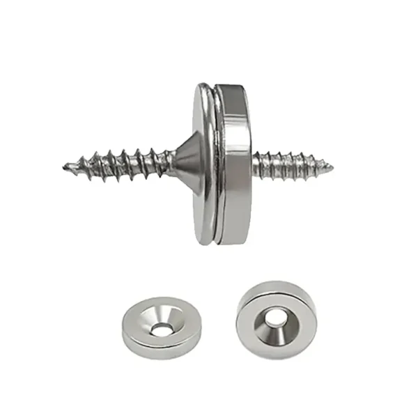 Nickel Copper Nickel Neodymium Magnetic Disc Countersunk Through Hole Latch Magnets