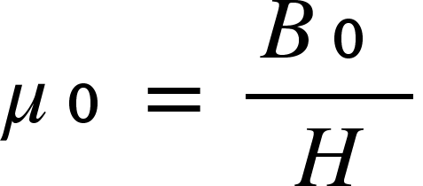 Formula for magnetic permeability of free space