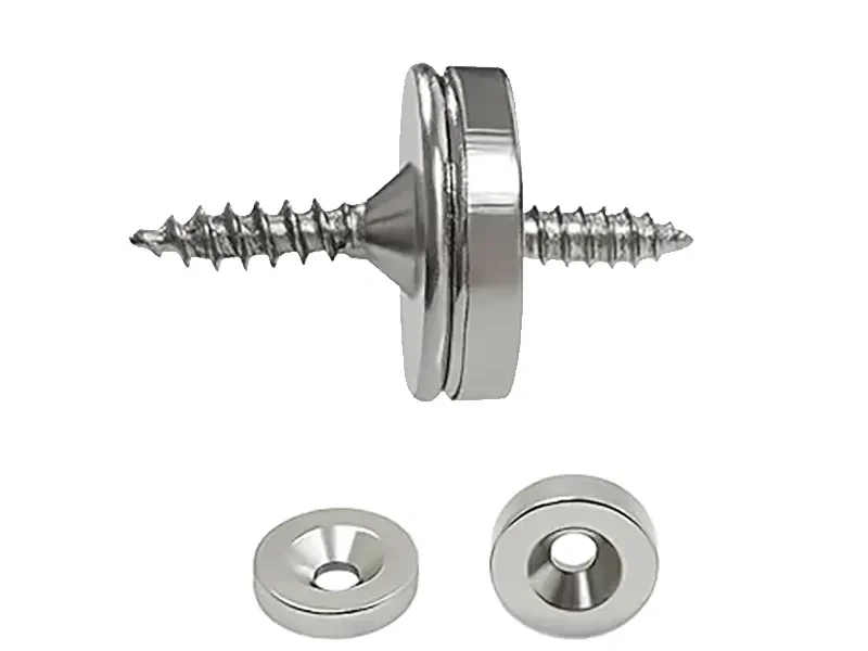 Nickel Copper Nickel Neodymium Magnetic Disc Countersunk Through Hole Latch Magnets